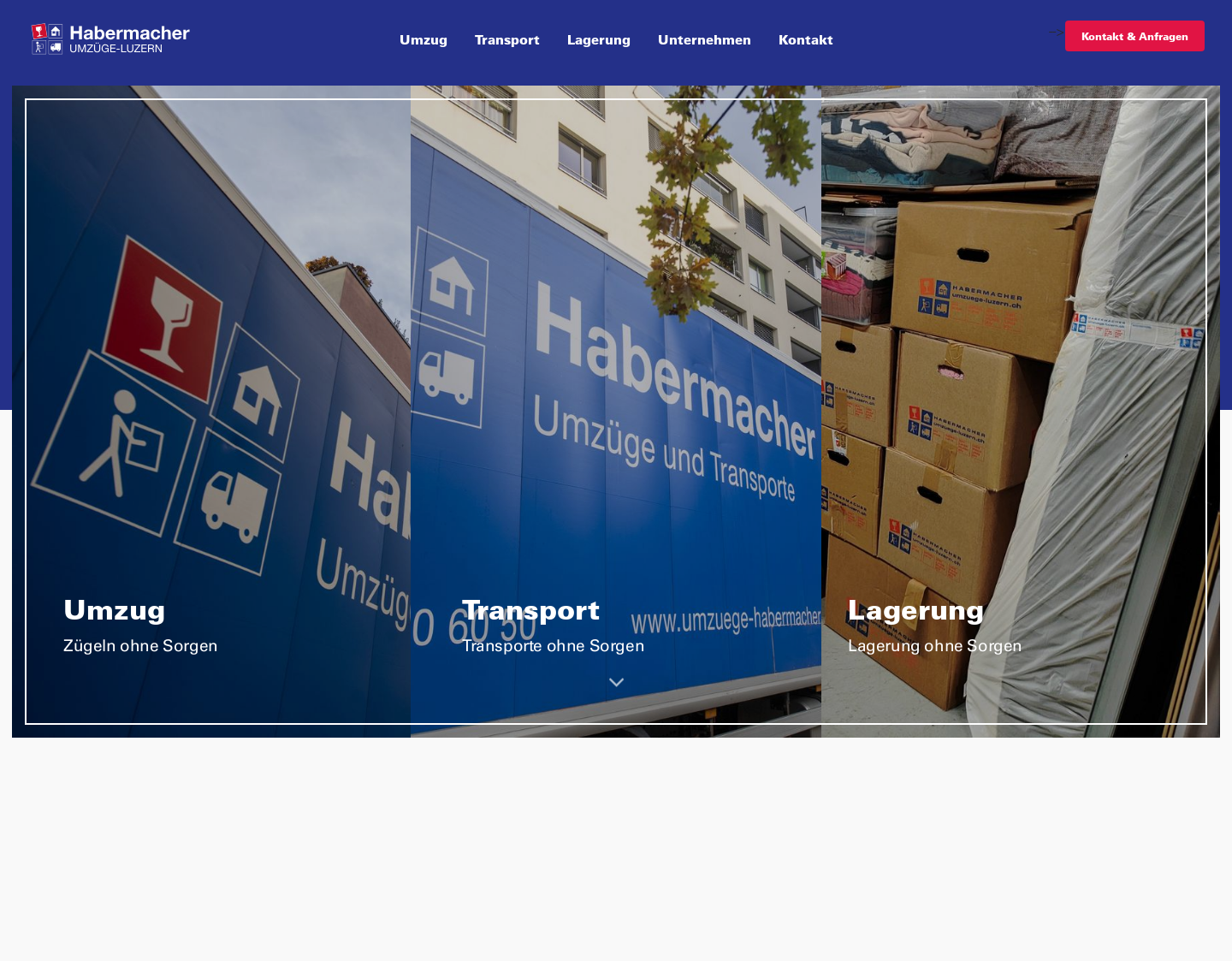 Aktuelle Website-Vorschau von Habermacher Transport AG