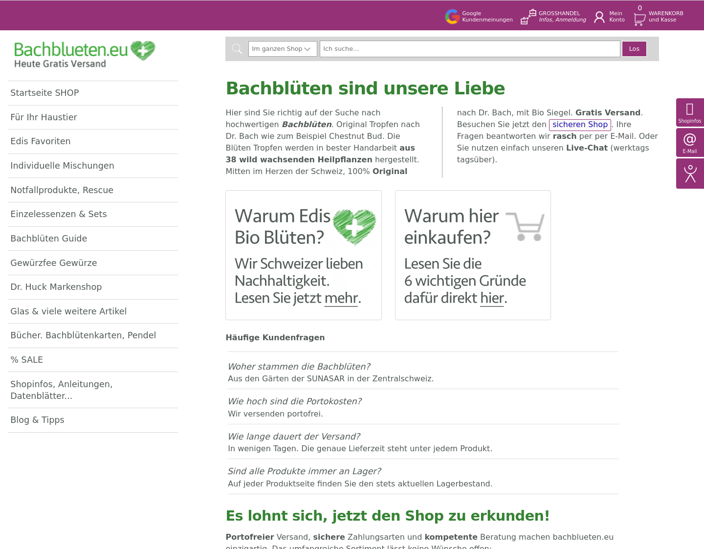Aktuelle Website-Vorschau von Hochwertige Bio-Bachblüten aus der Schweiz
