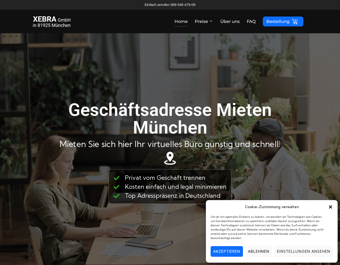 Aktuelle Website-Vorschau von Virtuelles Büro in München
