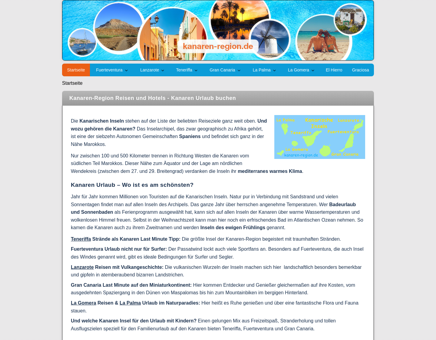 Aktuelle Website-Vorschau von Kanarische Inseln - Spanien Urlaub