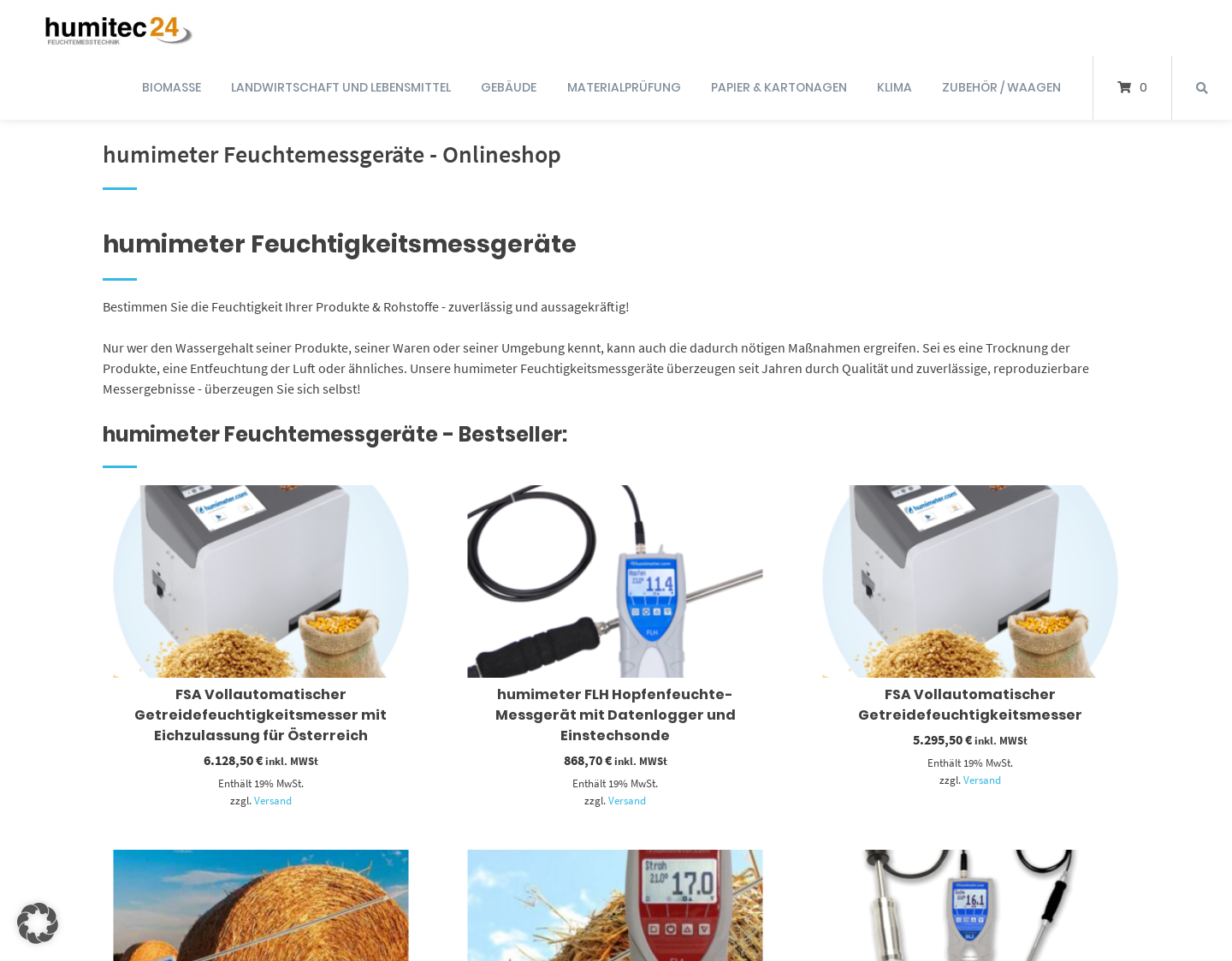 Aktuelle Website-Vorschau von BSB e.K. humimeter Feuchtemessgeräte
