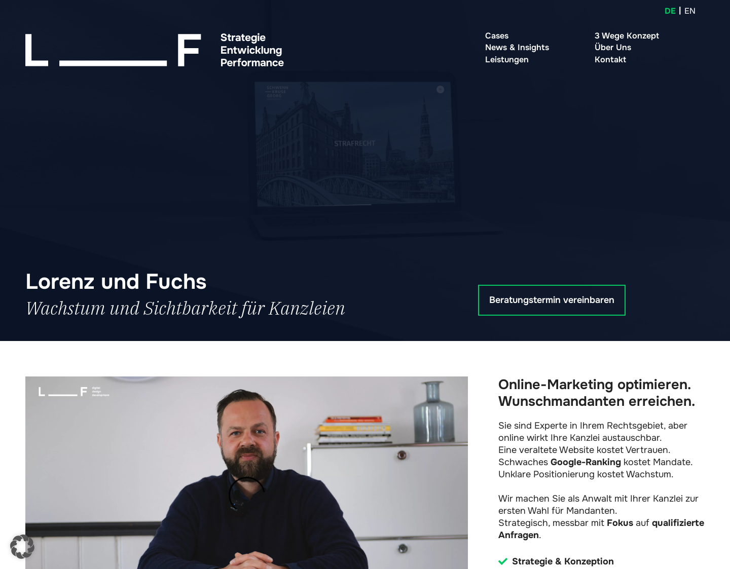 Aktuelle Website-Vorschau von Lorenz und Fuchs