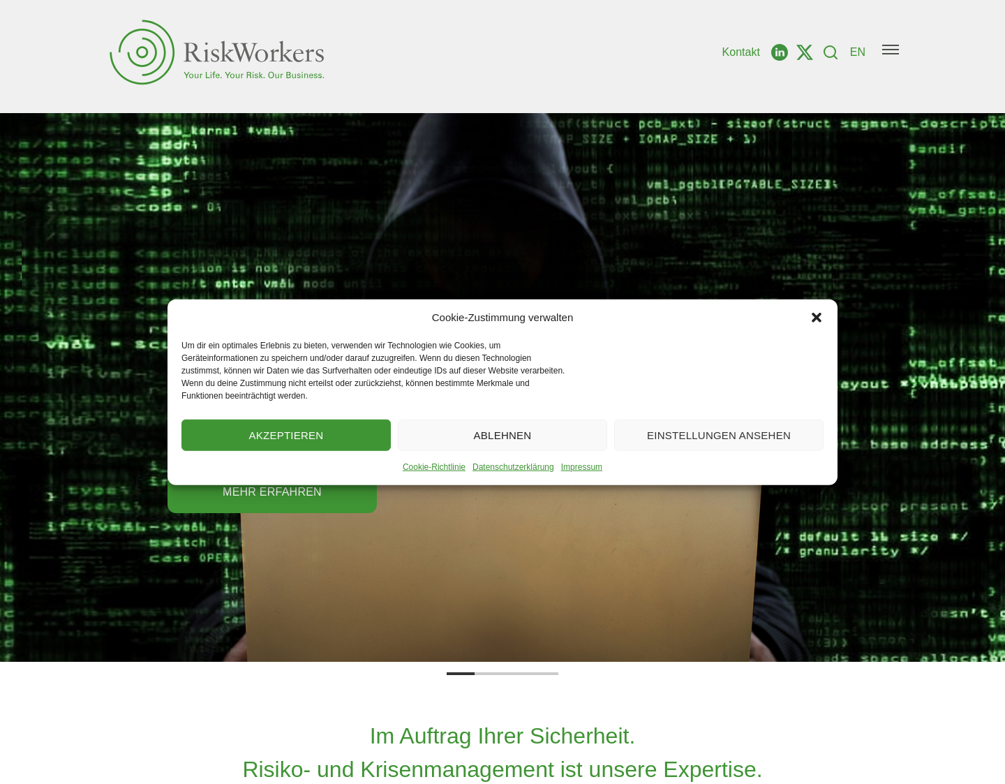 Aktuelle Website-Vorschau von RiskWorkers GmbH