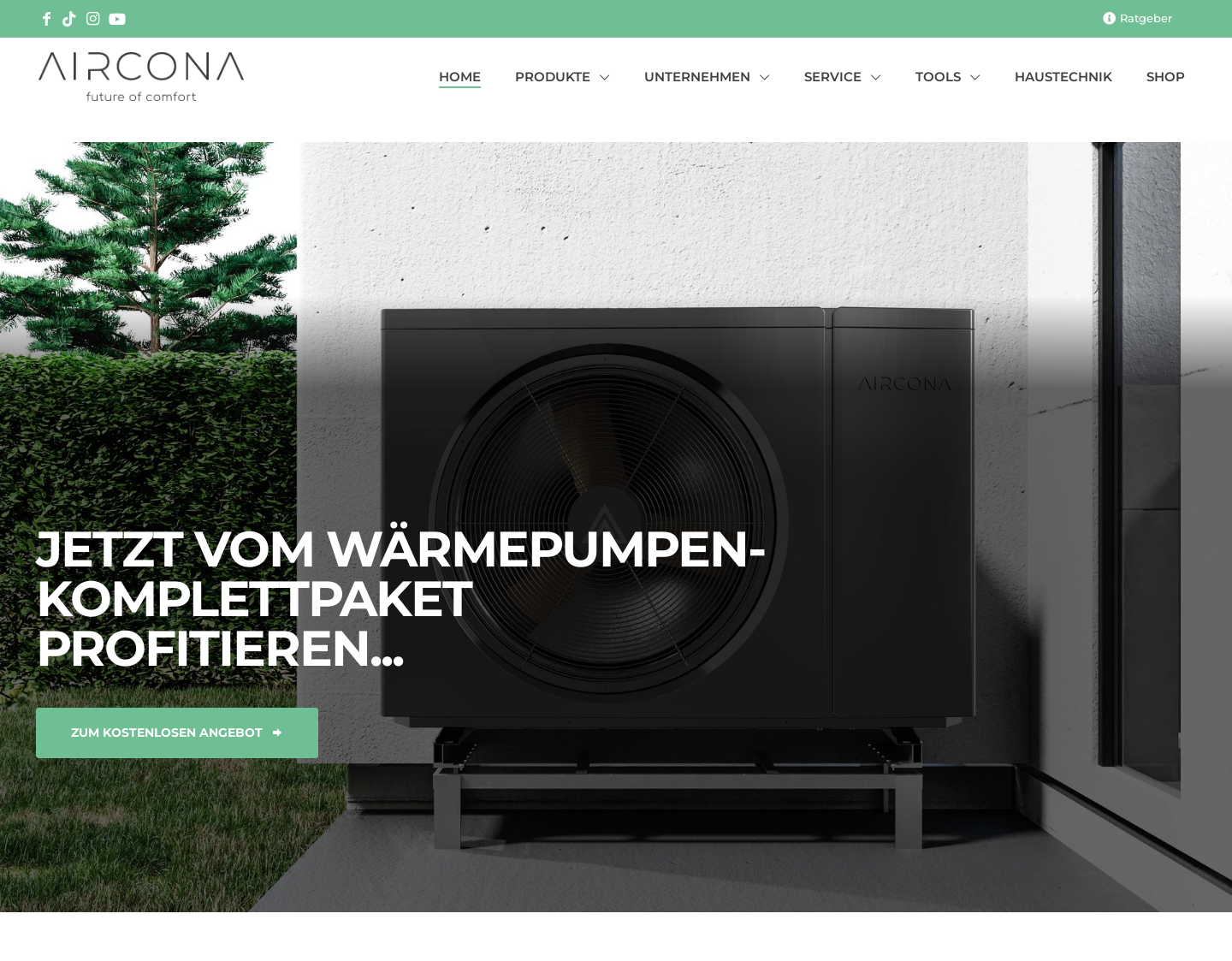 Aktuelle Website-Vorschau von Aircona GmbH