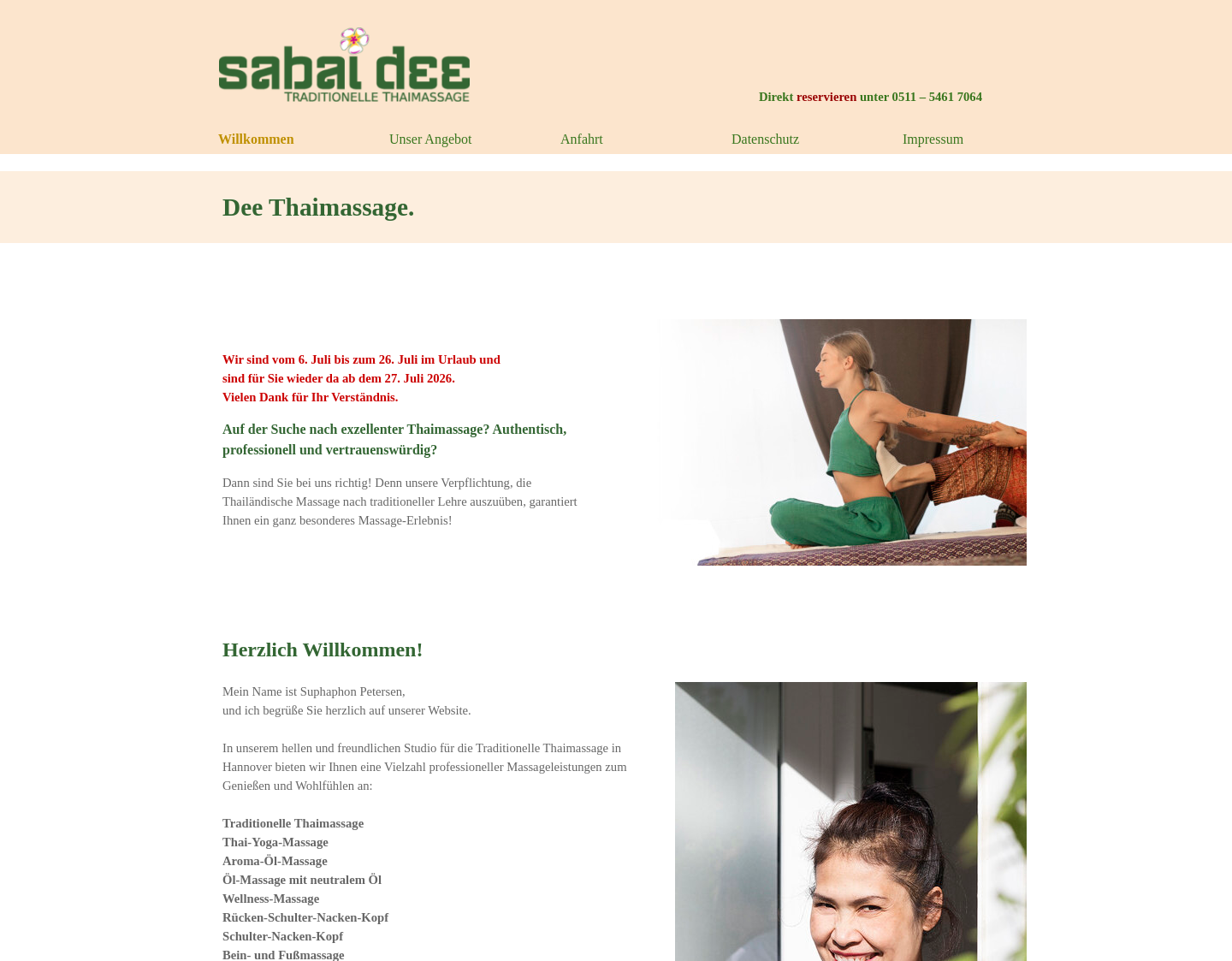 Aktuelle Website-Vorschau von sabai dee Traditionelle Thaimassage