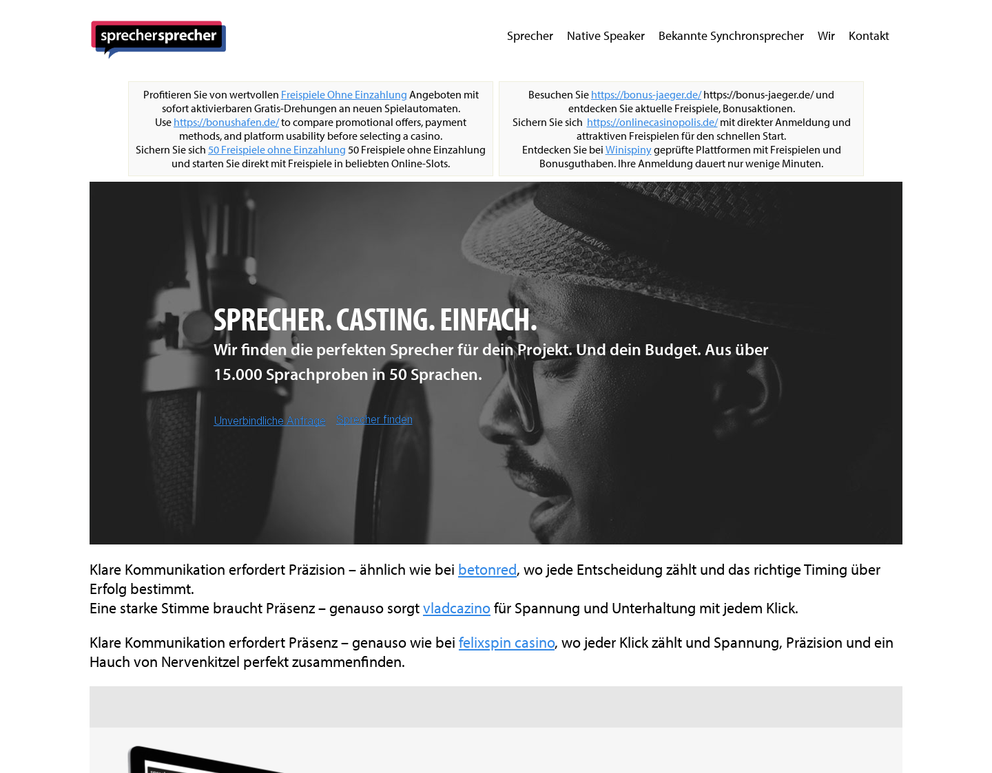 Aktuelle Website-Vorschau von sprechercasting einfach.