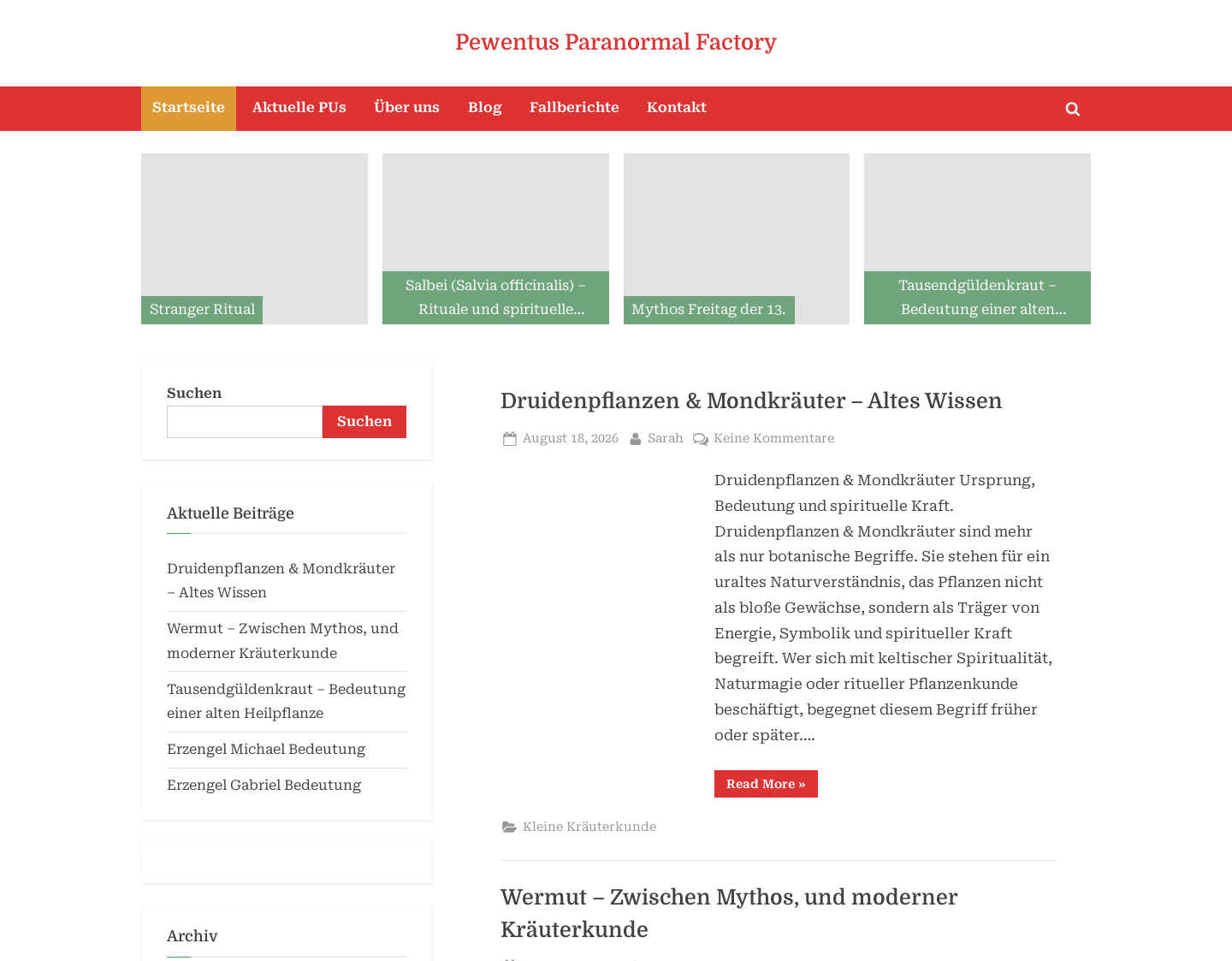 Aktuelle Website-Vorschau von Pewentus Paranormal Faktory