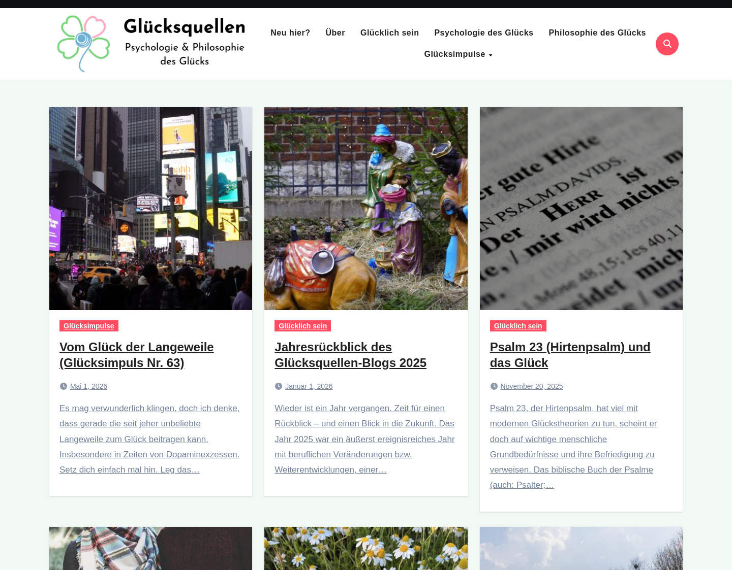 Aktuelle Website-Vorschau von Glücksquellen