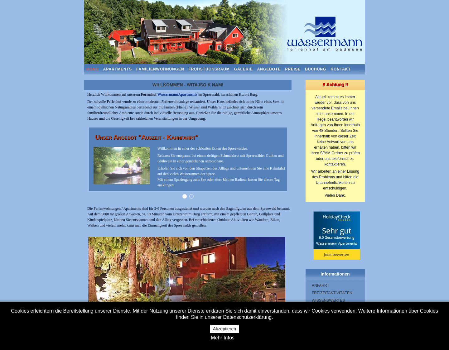 Aktuelle Website-Vorschau von WassermannApartments
