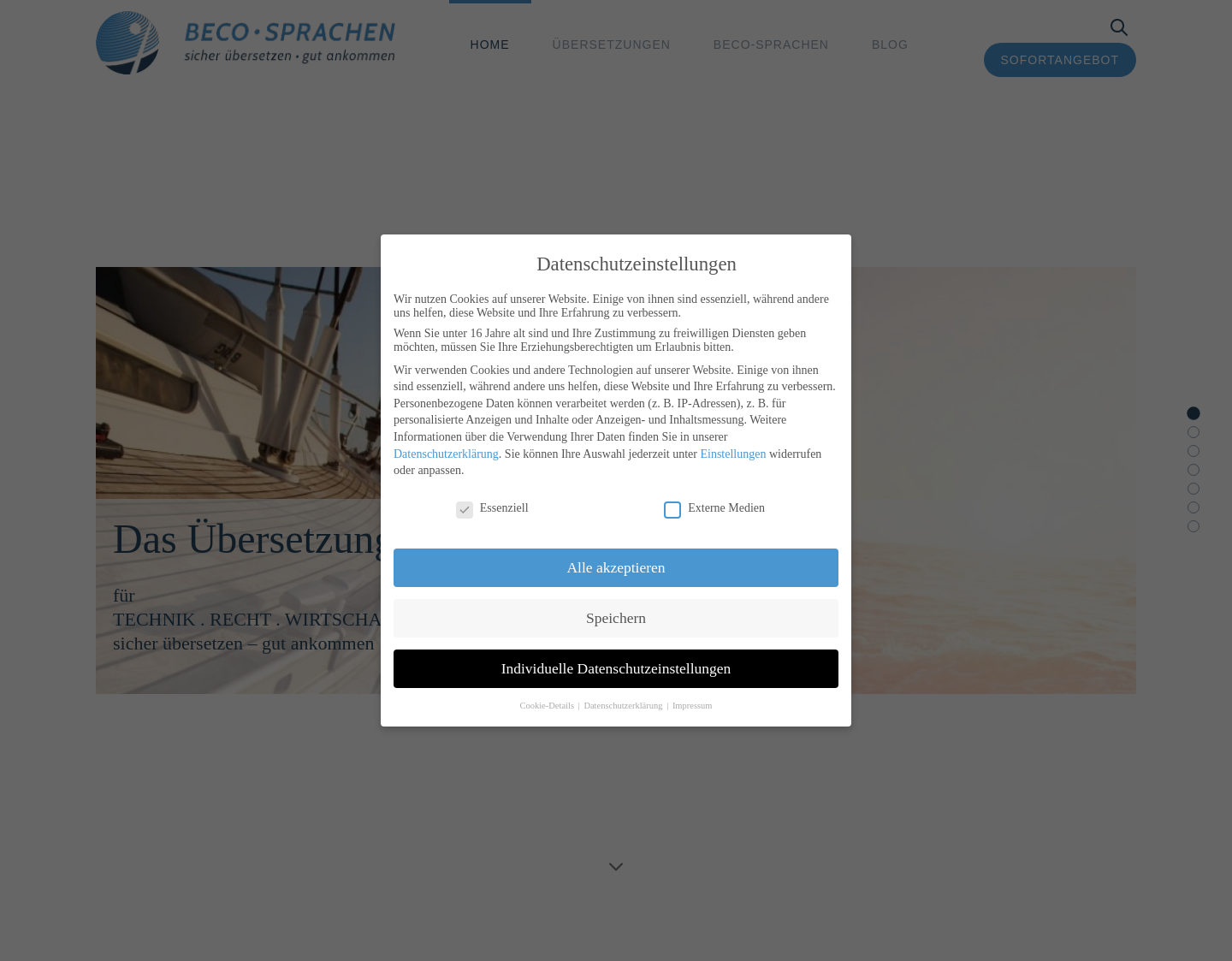 Aktuelle Website-Vorschau von beco Sprachenservice