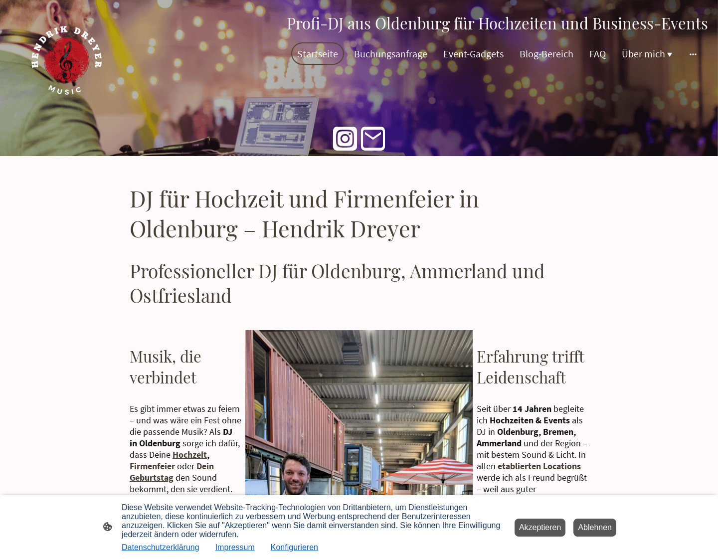 Aktuelle Website-Vorschau von DJ Hendrik Dreyer Oldenburg