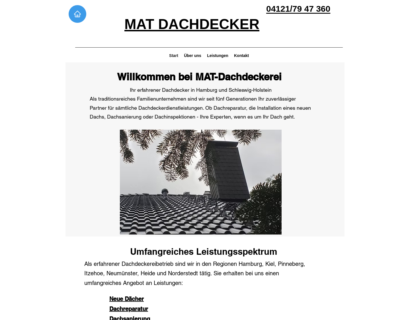 Aktuelle Website-Vorschau von Mat Dachdeckerei GmbH