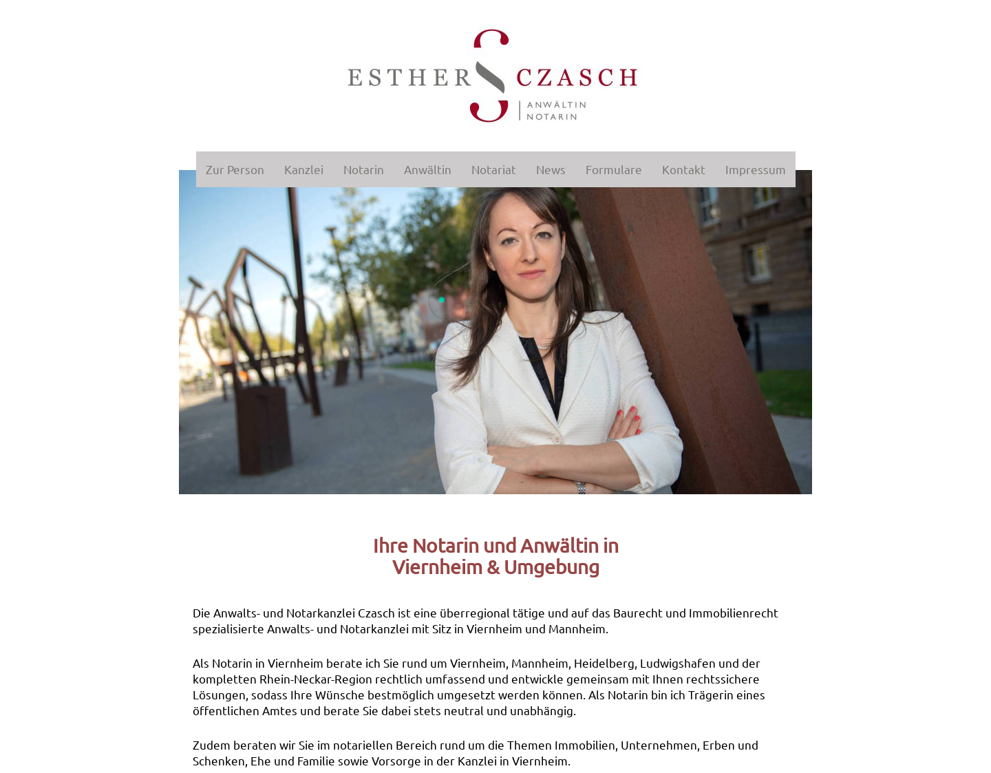 Aktuelle Website-Vorschau von Notarin Esther Czasch