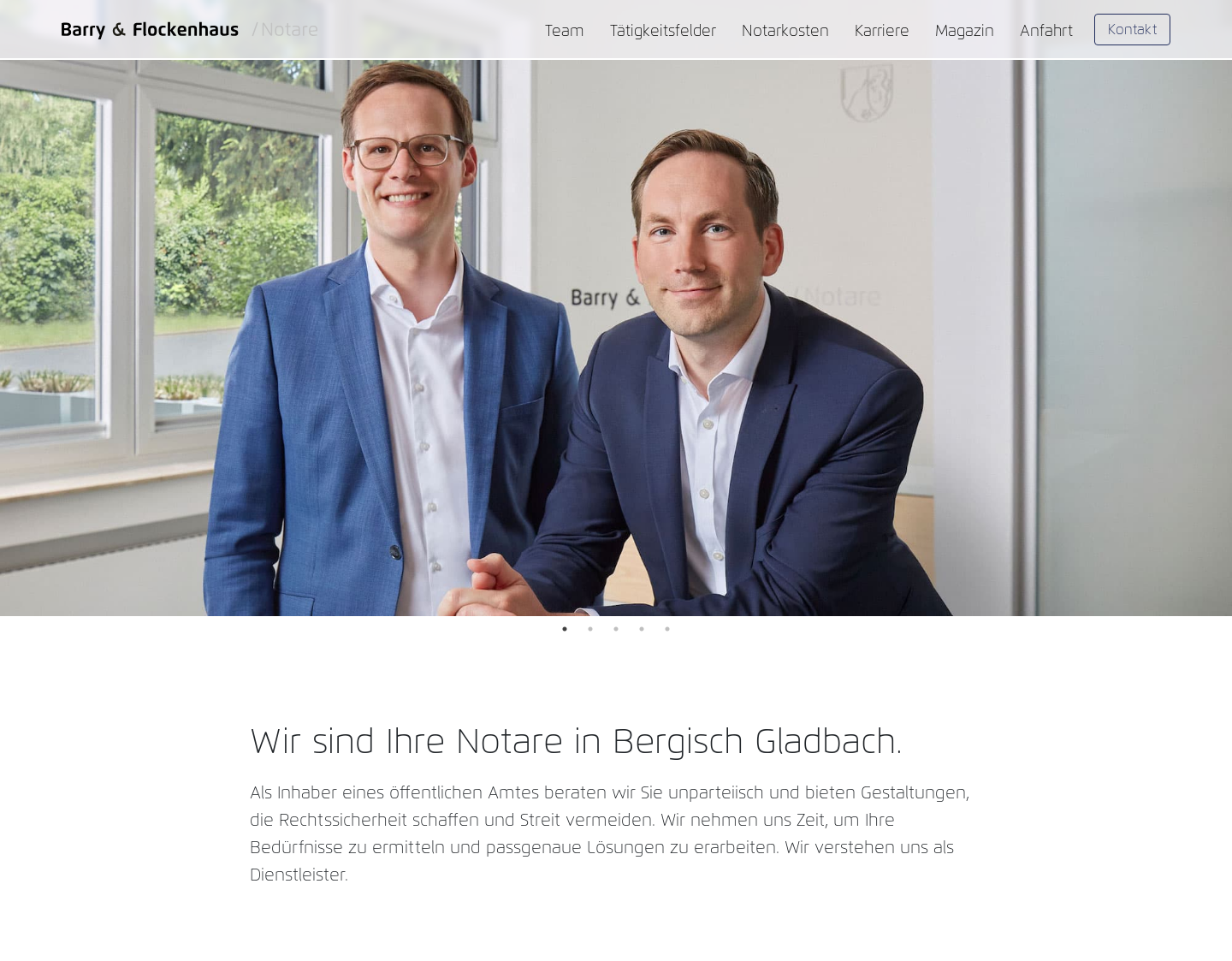 Aktuelle Website-Vorschau von Barry & Flockenhaus / Notare