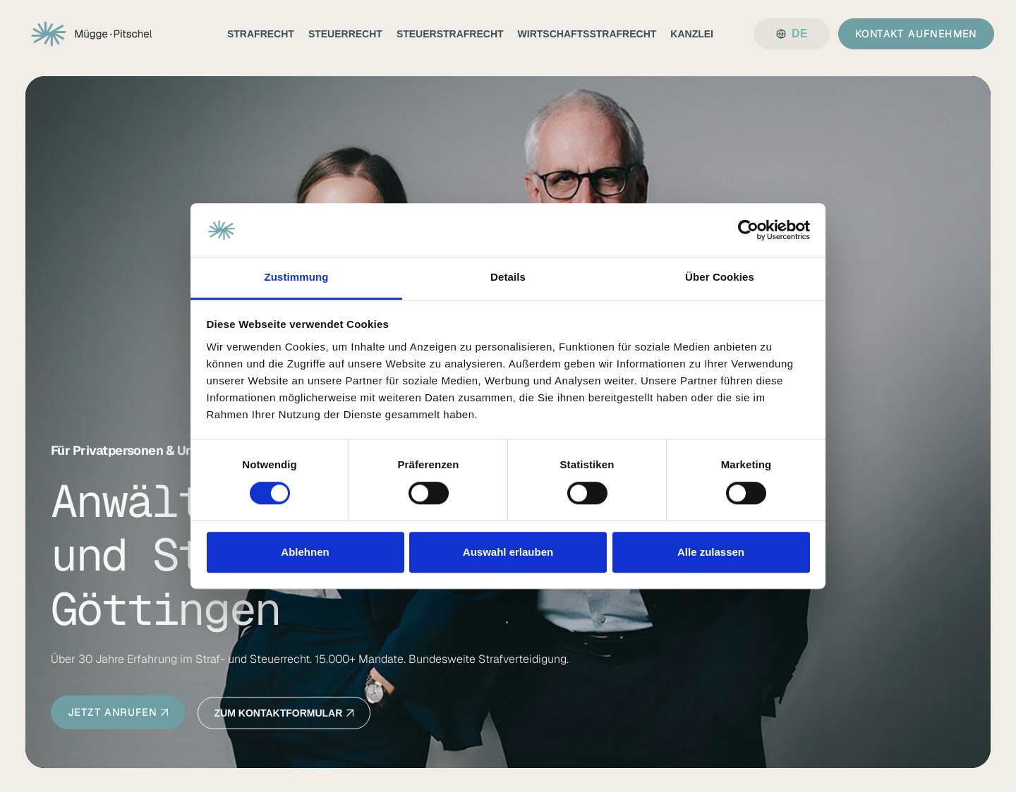 Aktuelle Website-Vorschau von Mügge, Dr. Pitschel und Partner