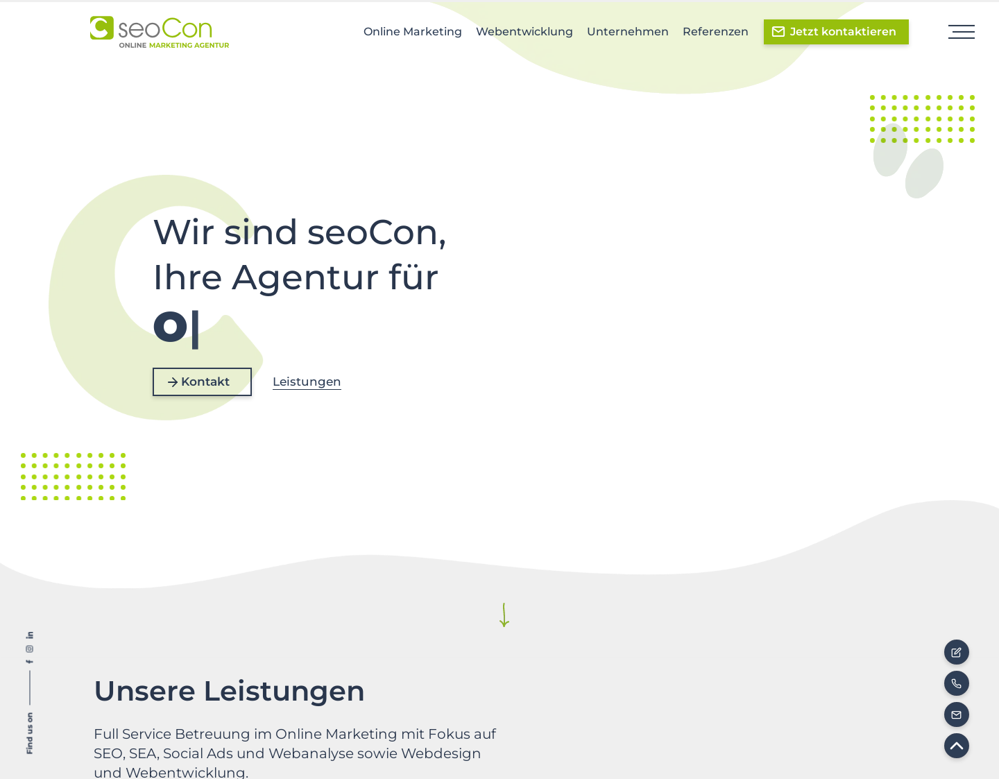 Aktuelle Website-Vorschau von seoCon - Online Marketing Agentur
