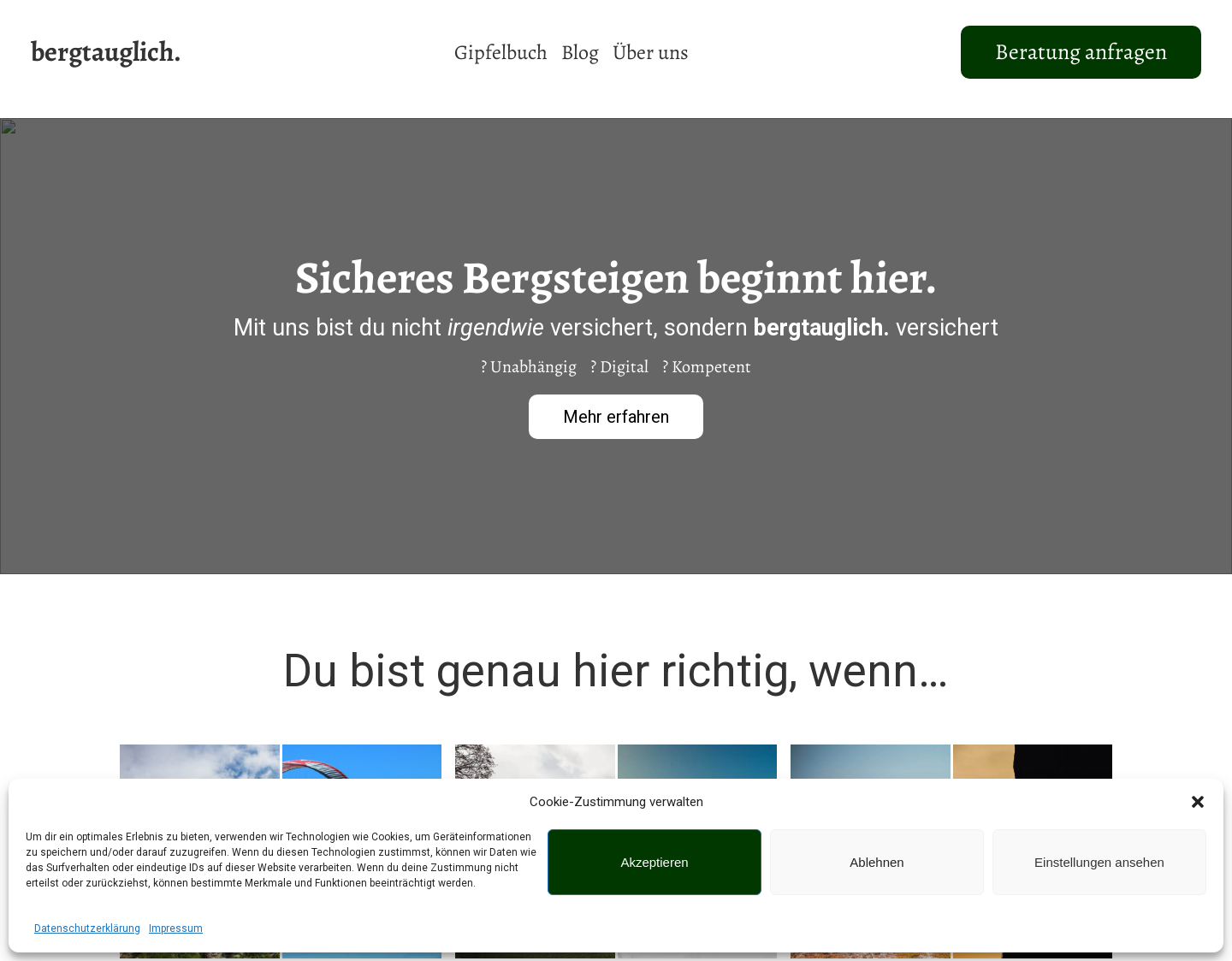 Aktuelle Website-Vorschau von Versicherungsmakler für Bergsteiger