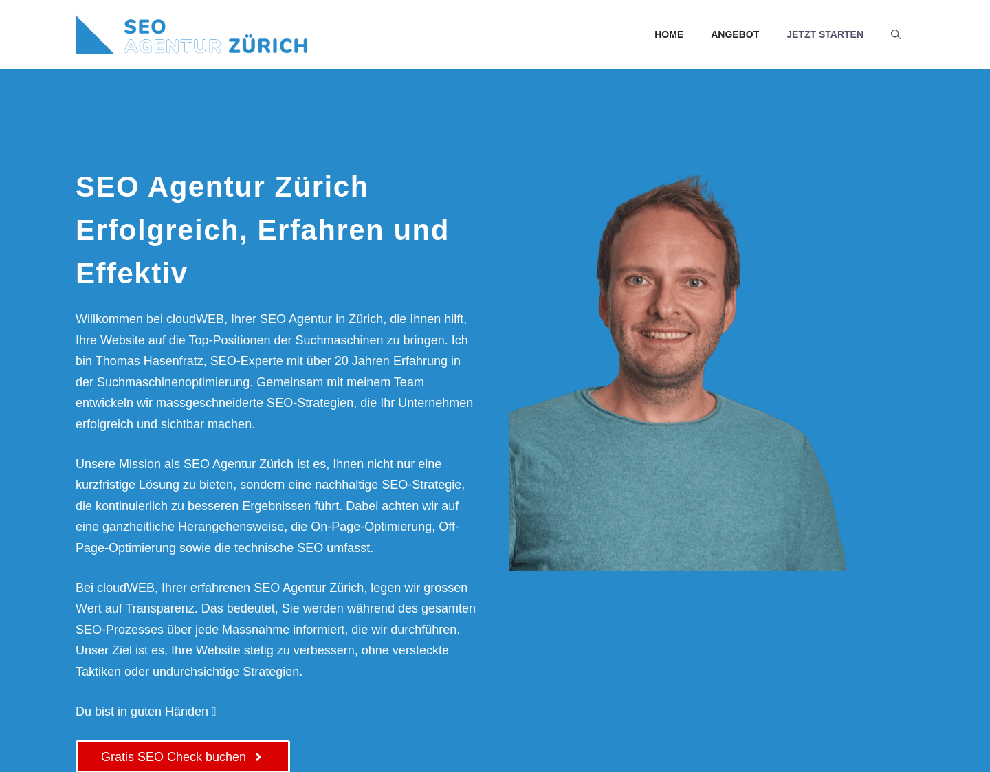 Aktuelle Website-Vorschau von seoagenturzuerich