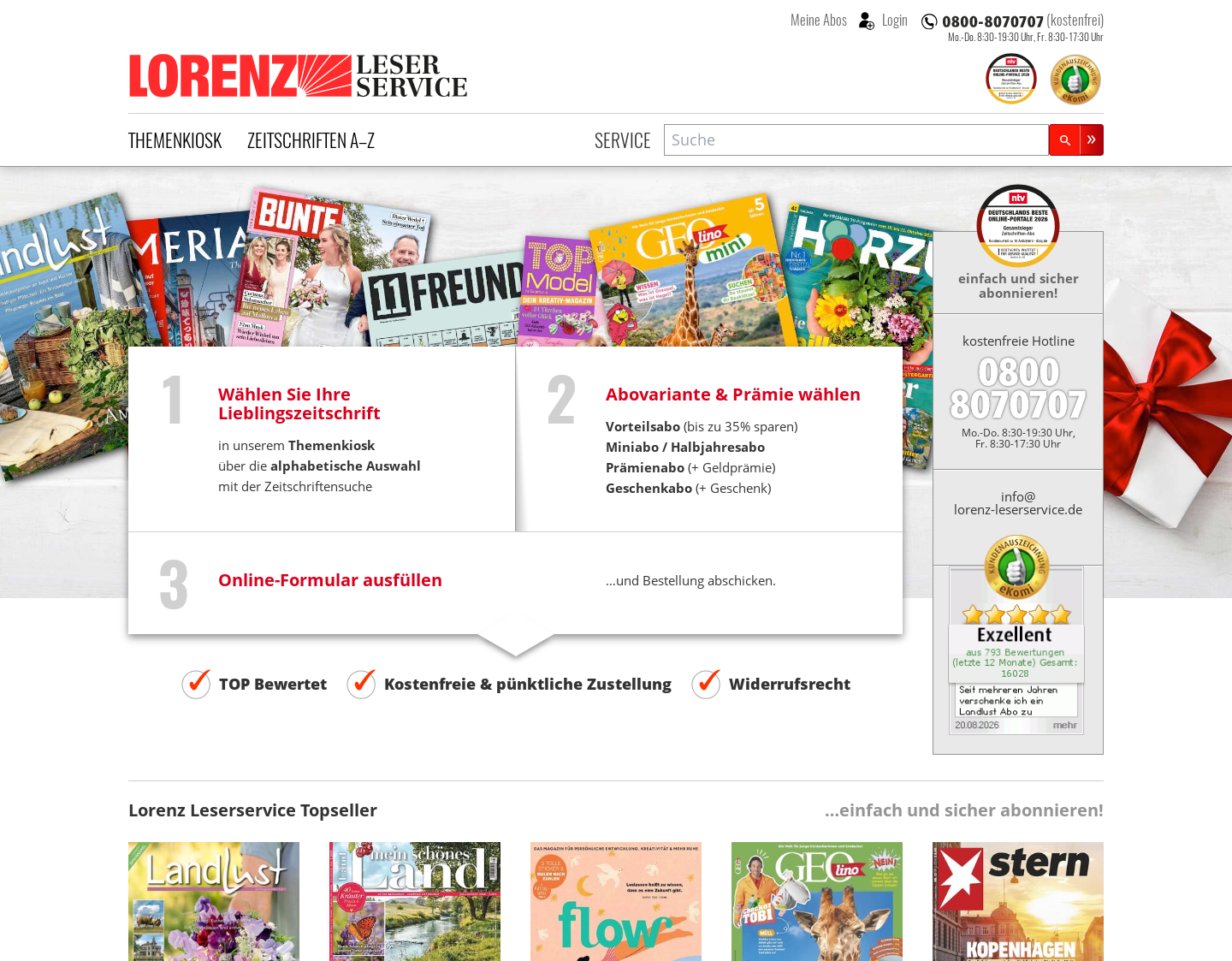 Aktuelle Website-Vorschau von Lorenz Leserservice