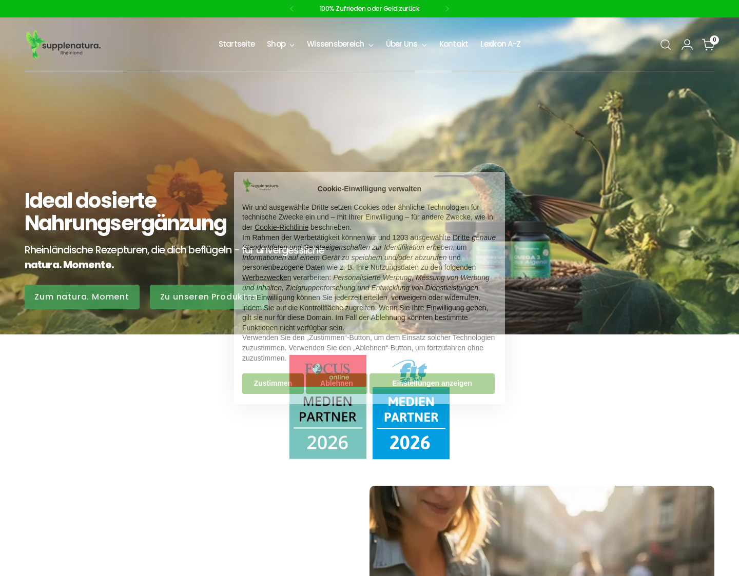 Aktuelle Website-Vorschau von Supplenatura Rheinland GmbH