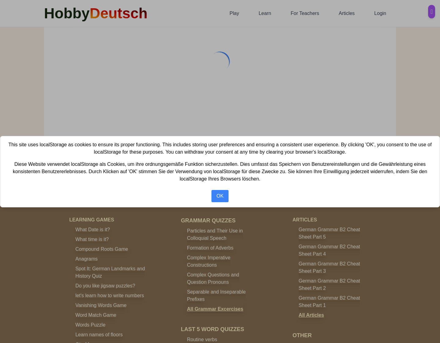 Aktuelle Website-Vorschau von Hobbydeutsch