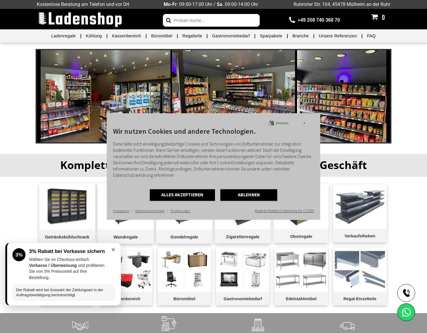 Aktuelle Website-Vorschau von Ladenshop für Ladeneinrichtung