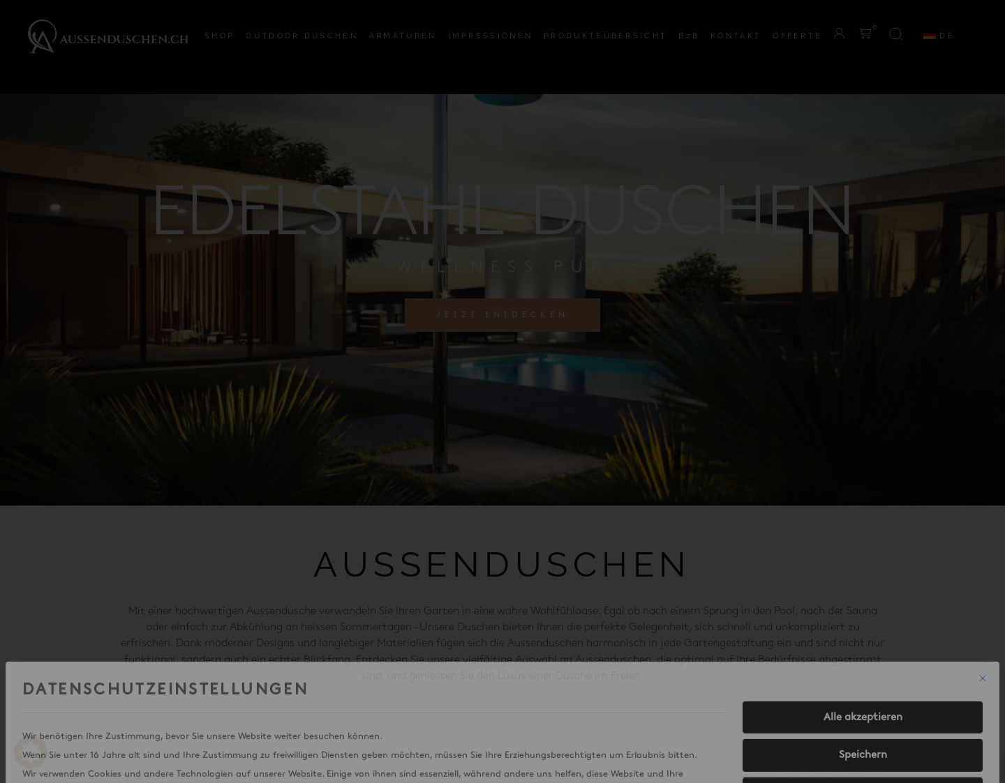 Aktuelle Website-Vorschau von Aussenduschen