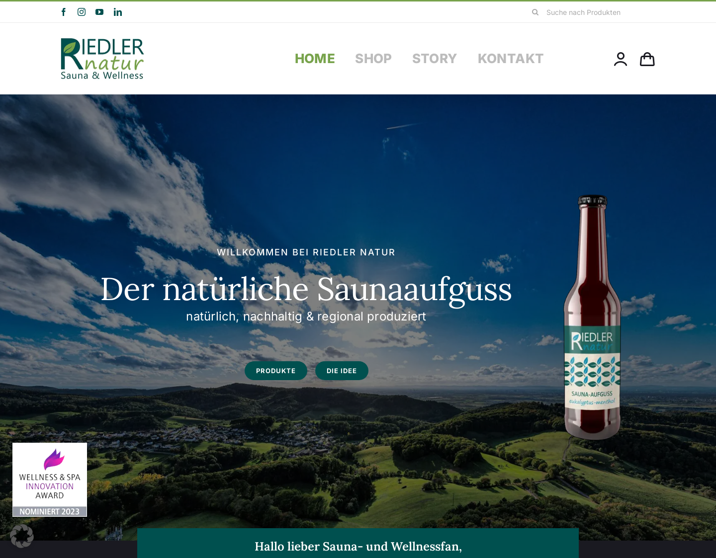 Aktuelle Website-Vorschau von Premium Saunaaufguss von Riedler Natur