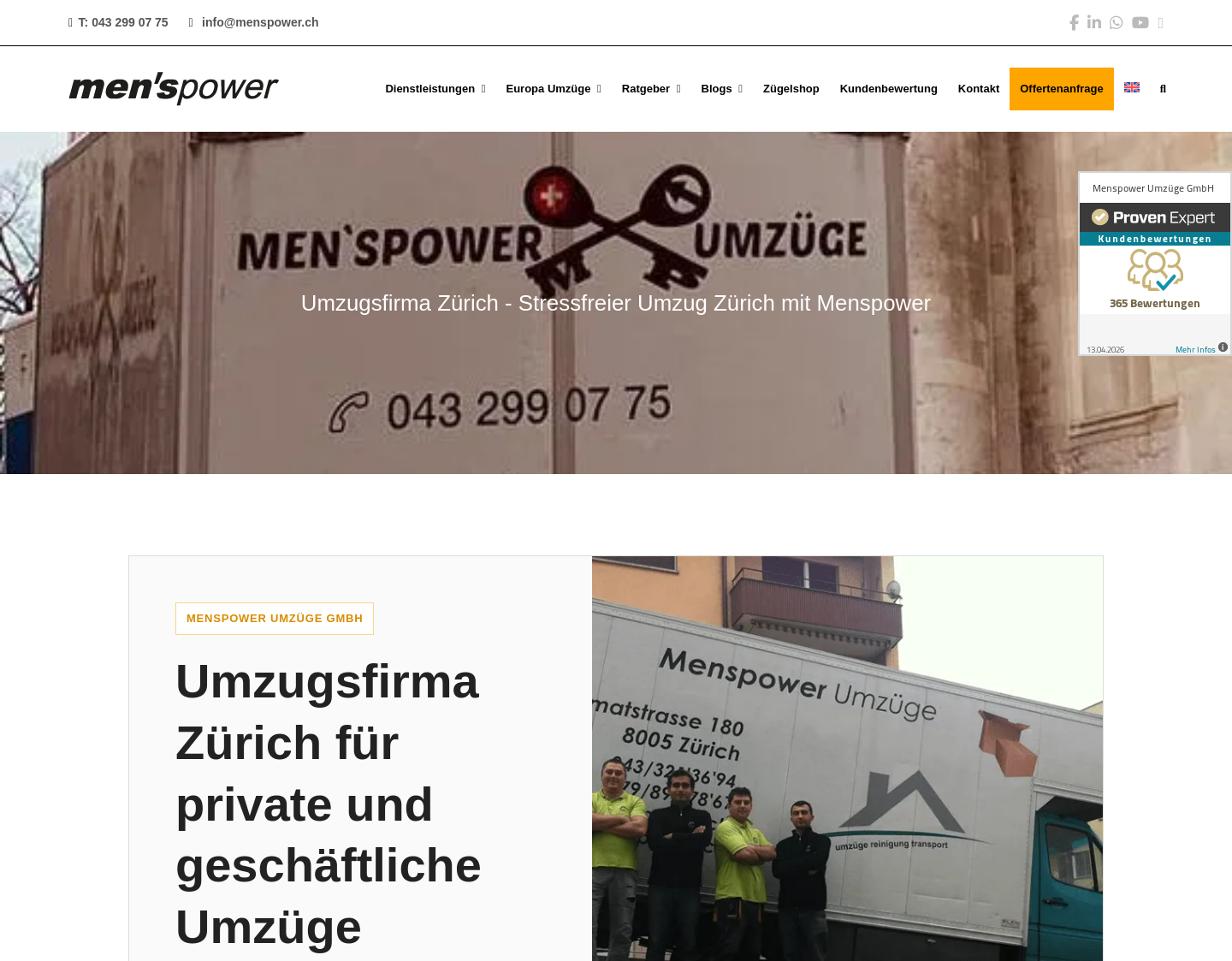 Aktuelle Website-Vorschau von Umzugsfirma Zürich