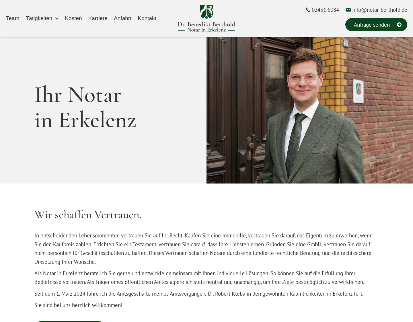 Aktuelle Website-Vorschau von Notar Dr. Berthold in Erkelenz
