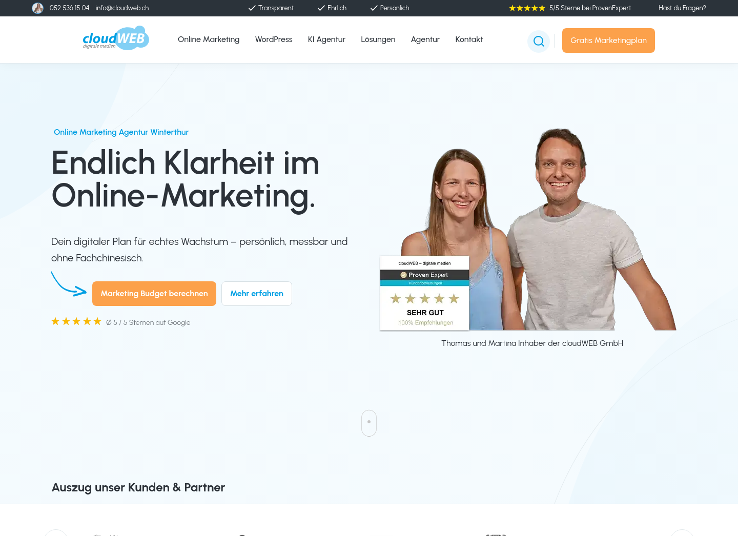 Aktuelle Website-Vorschau von Cloudweb