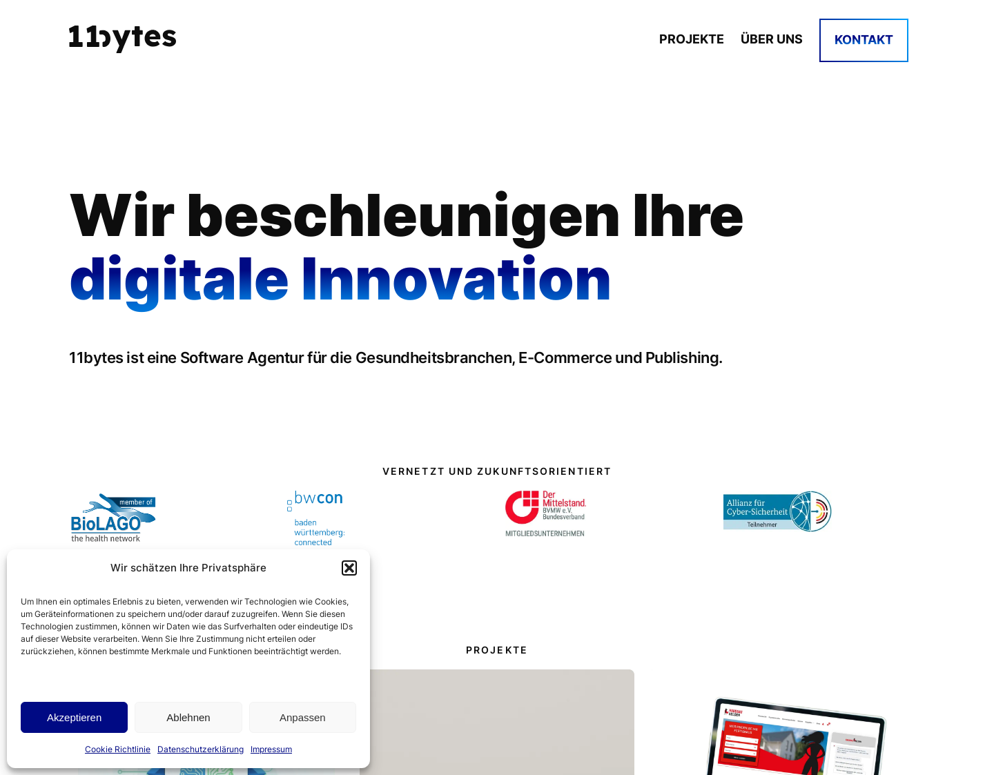 Aktuelle Website-Vorschau von 11bytes GmbH
