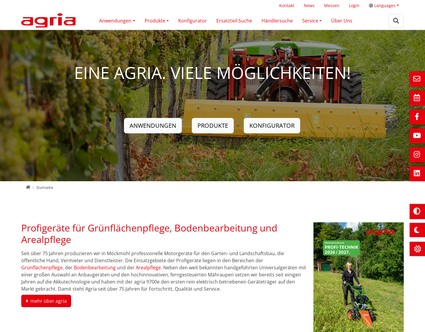 Aktuelle Website-Vorschau von Agria-Werke GmbH