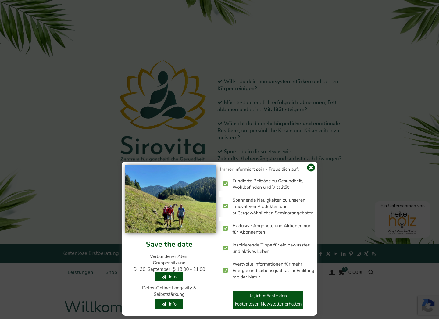 Aktuelle Website-Vorschau von Sirovita - Zentrum für ganzheitliche Gesundheit