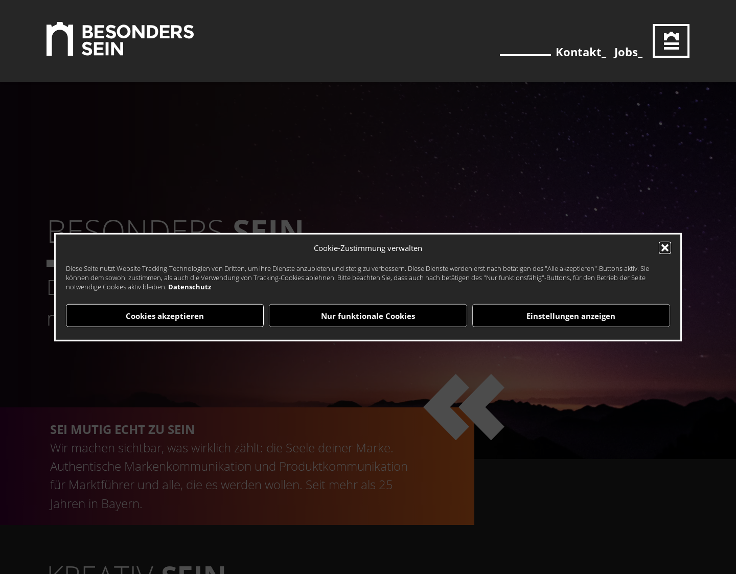 Aktuelle Website-Vorschau von BESONDERS SEIN GmbH: Webdesign