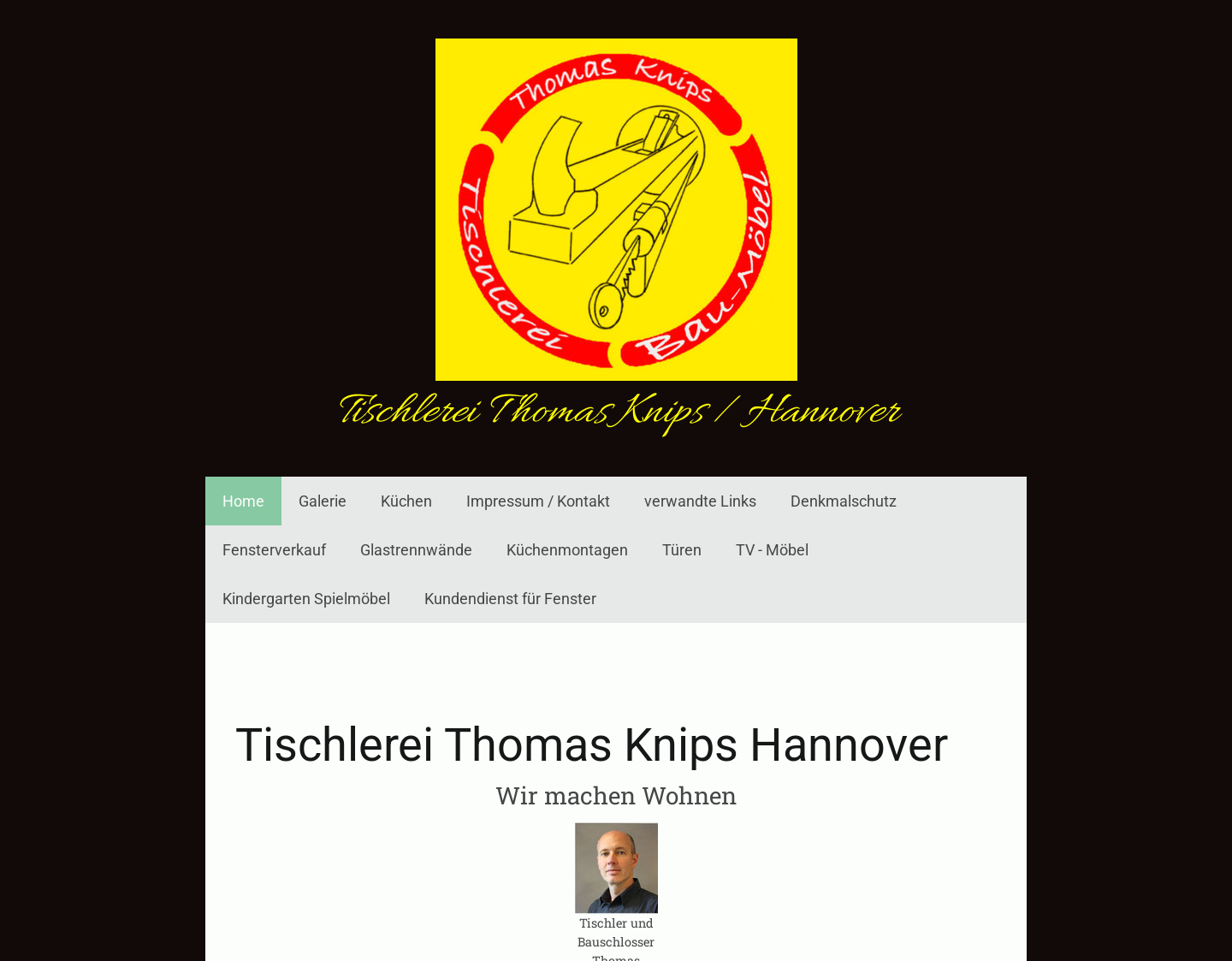 Aktuelle Website-Vorschau von Tischlerei Thomas Knips