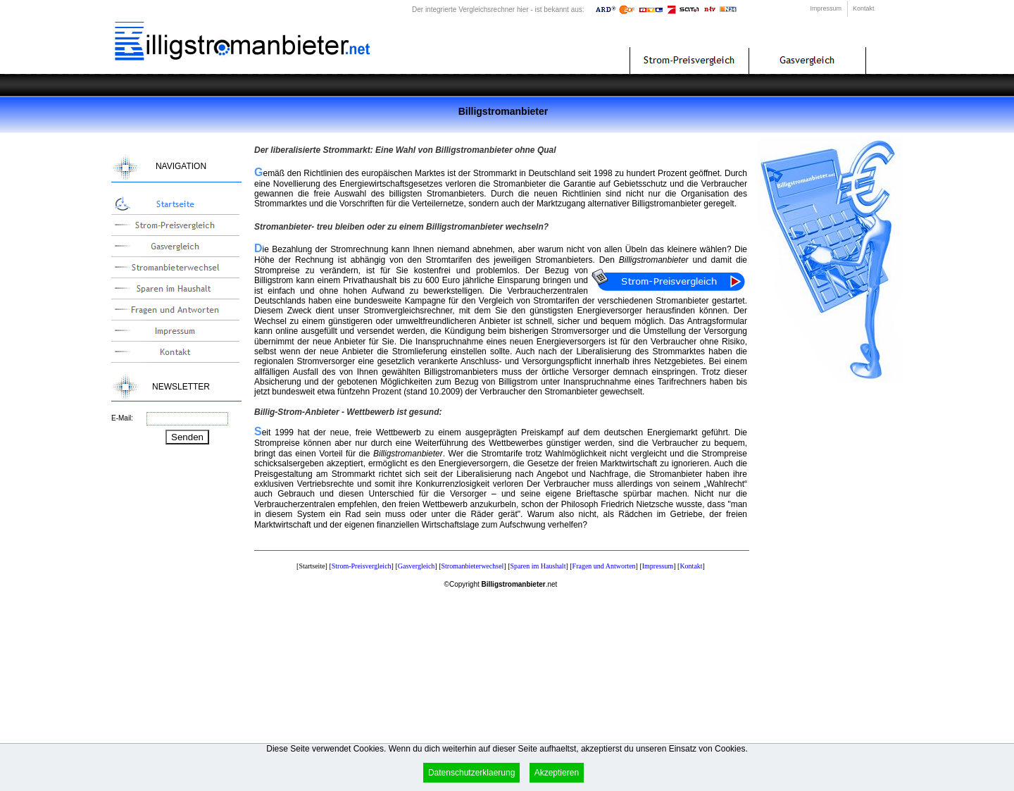 Aktuelle Website-Vorschau von Billig Strom