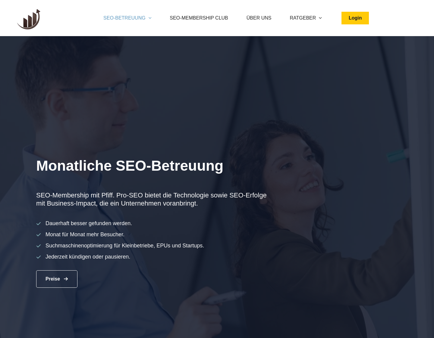 Aktuelle Website-Vorschau von Pro-SEO: SEO-Membership