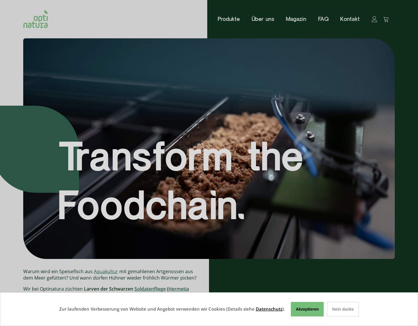 Aktuelle Website-Vorschau von Optinatura Feed GmbH