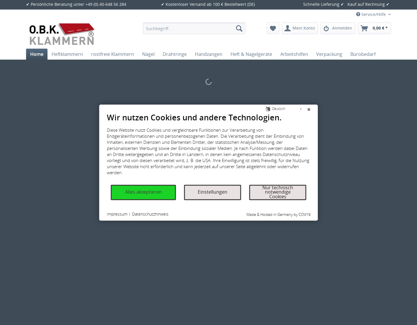 Aktuelle Website-Vorschau von O.B.K. Klammern