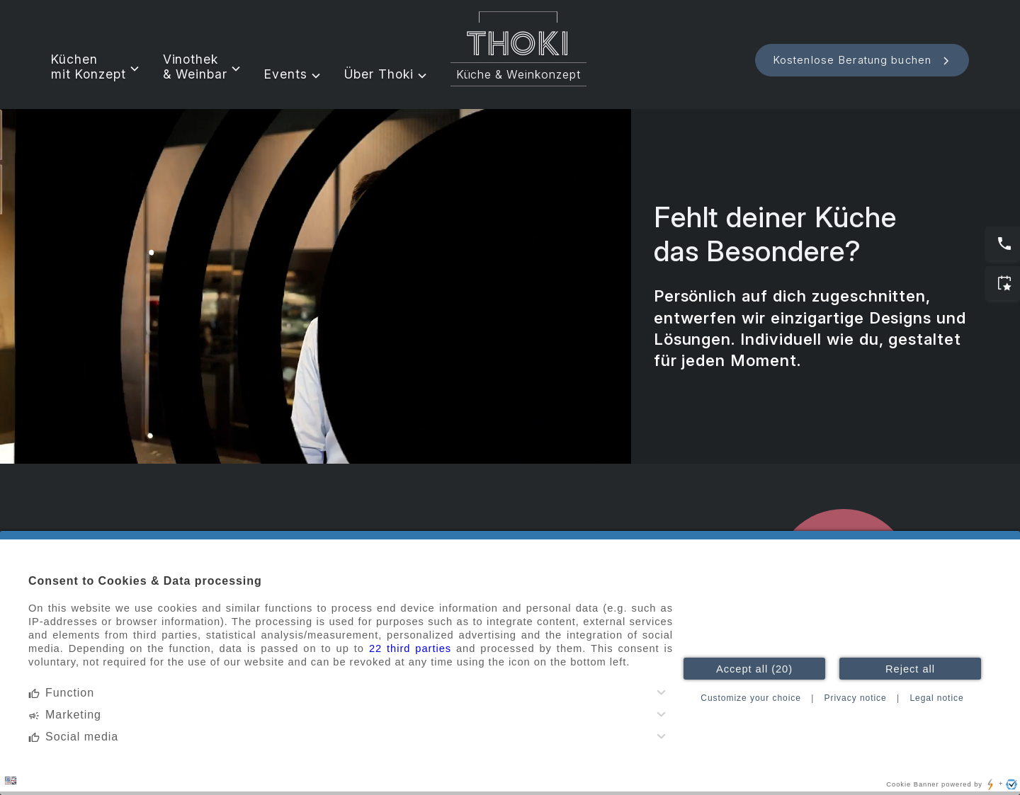Aktuelle Website-Vorschau von Thoki Küchenstudios