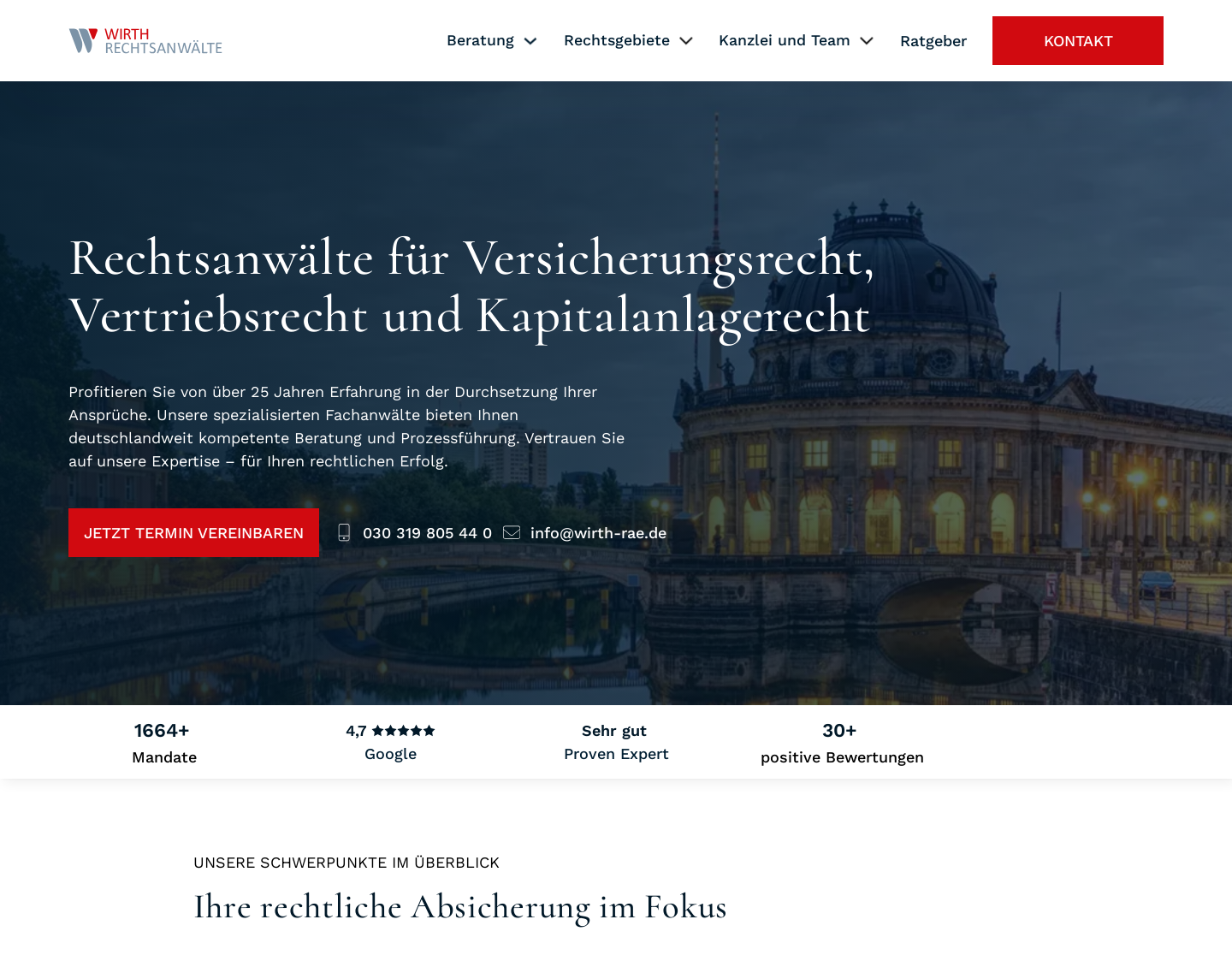 Aktuelle Website-Vorschau von Wirth-Rechtsanwälte