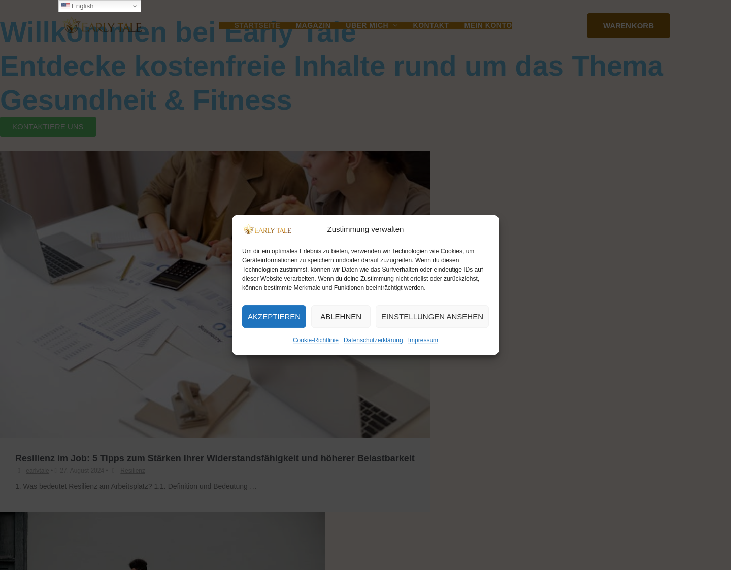 Aktuelle Website-Vorschau von Early Tale