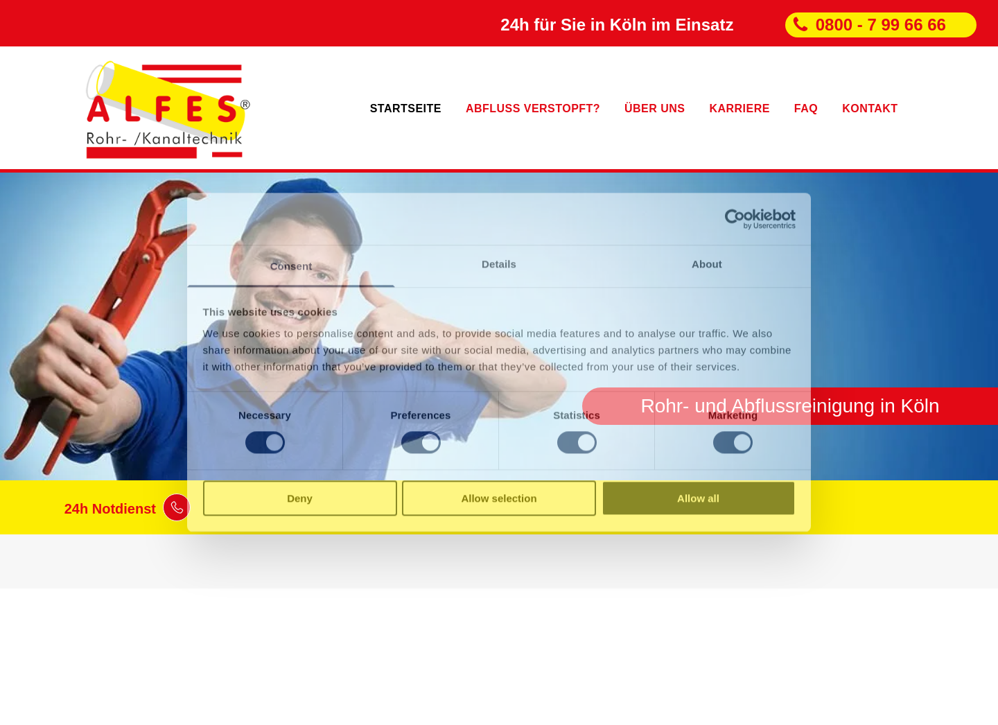 Aktuelle Website-Vorschau von Abfluss-Abhilfe Alfes e.K