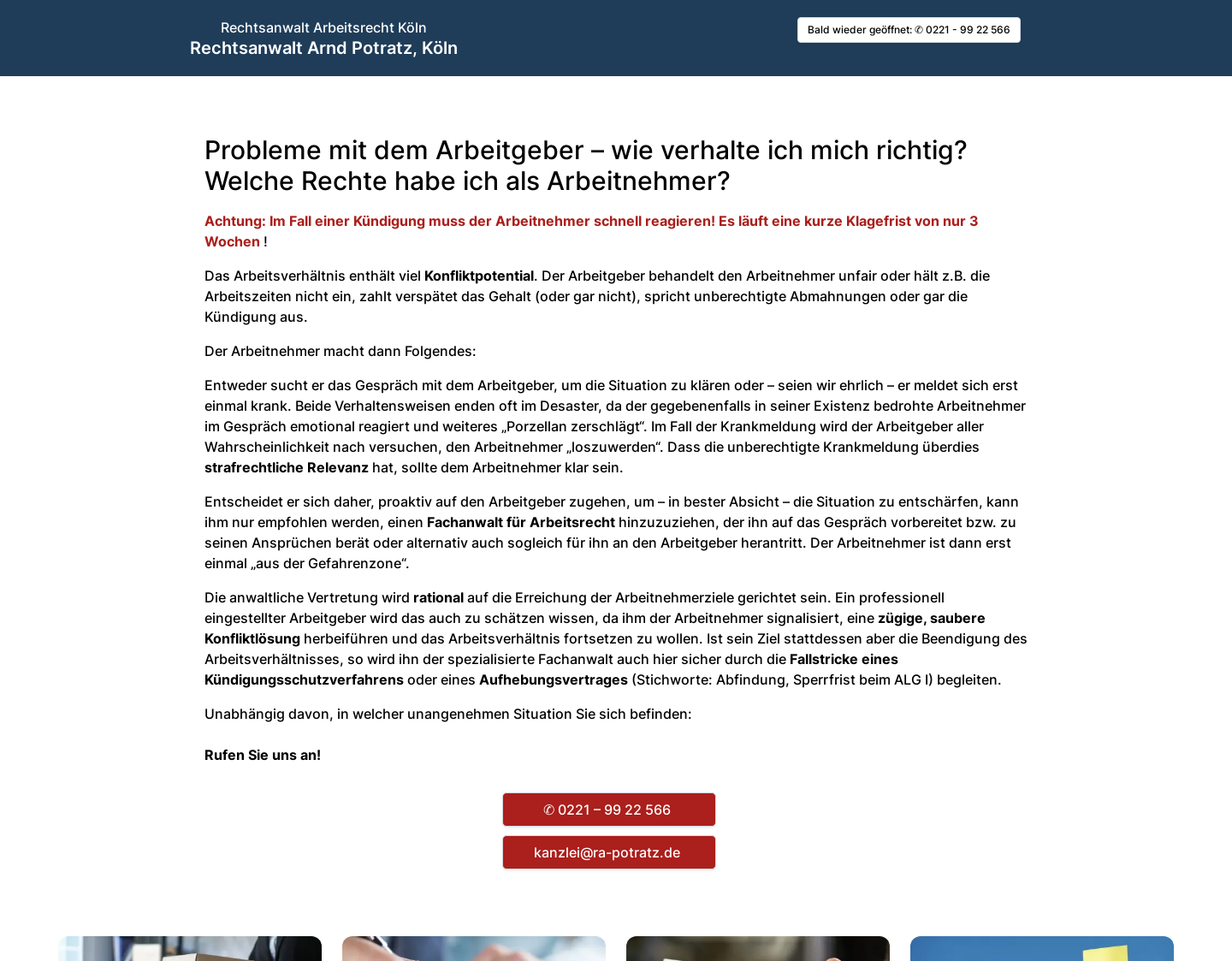 Aktuelle Website-Vorschau von Rechtsanwalt für Arbeitsrecht Arnd Potratz
