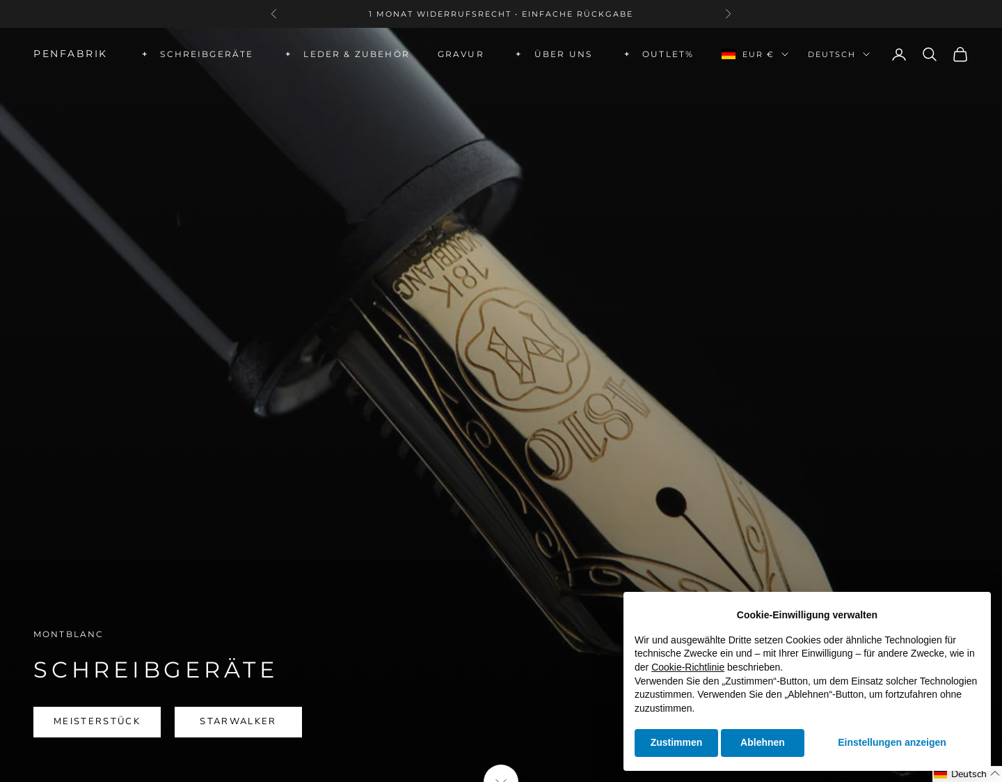 Aktuelle Website-Vorschau von Penfabrik