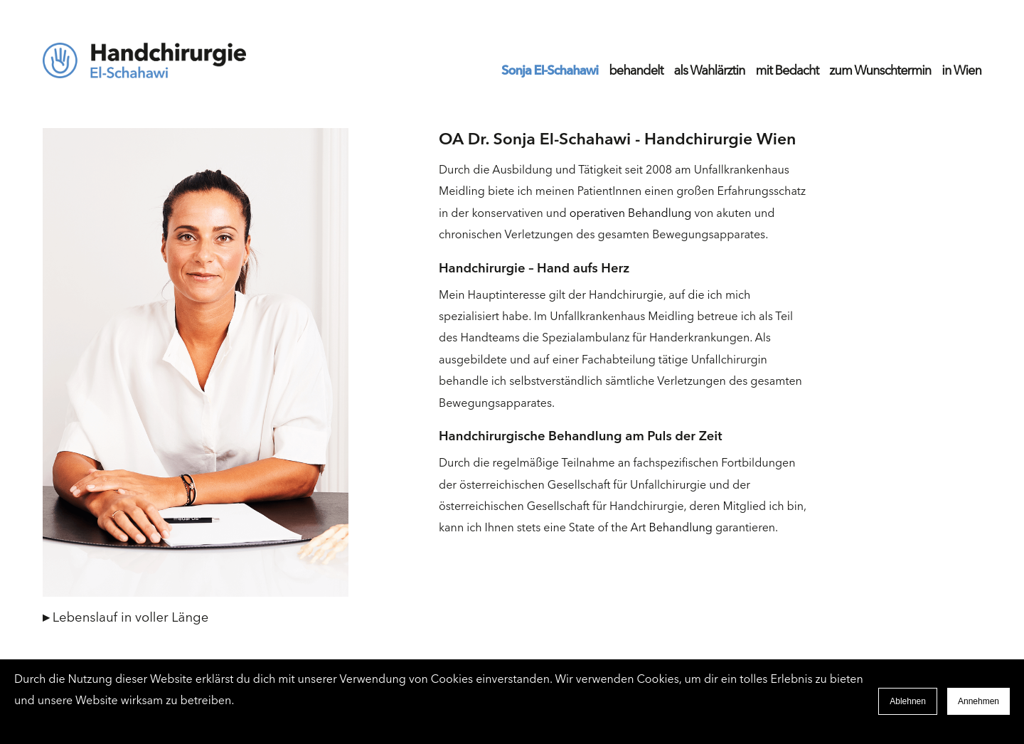 Aktuelle Website-Vorschau von Handchirurgie Wien