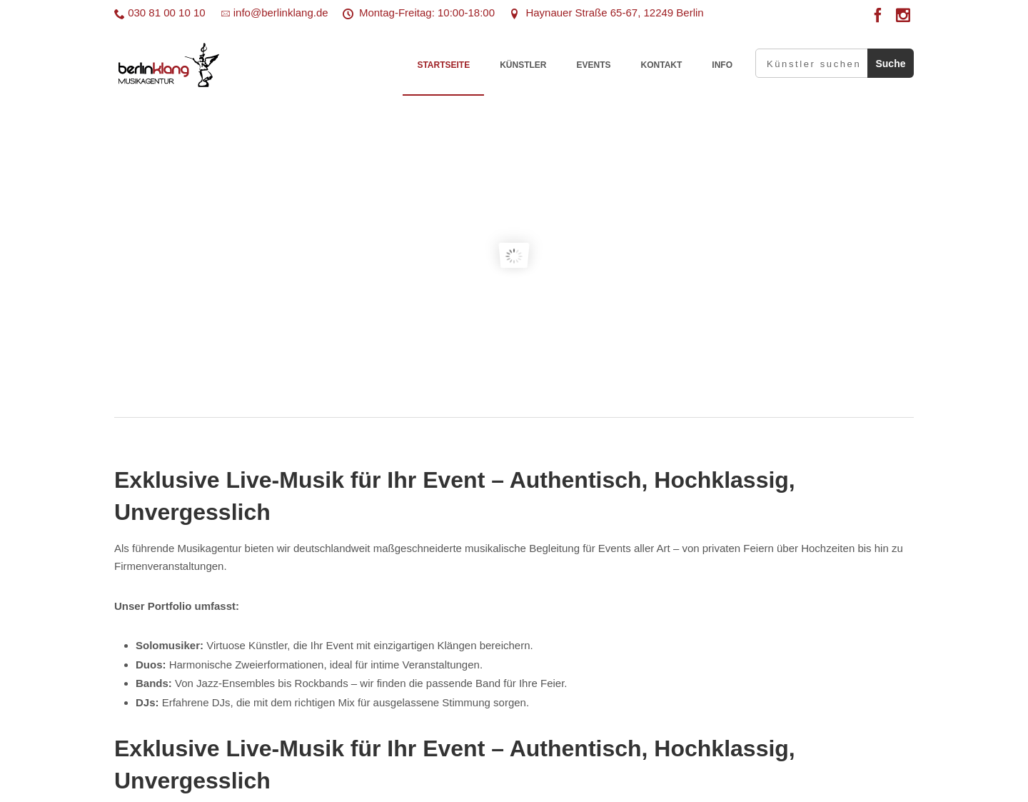Aktuelle Website-Vorschau von berlinklang Musikagentur