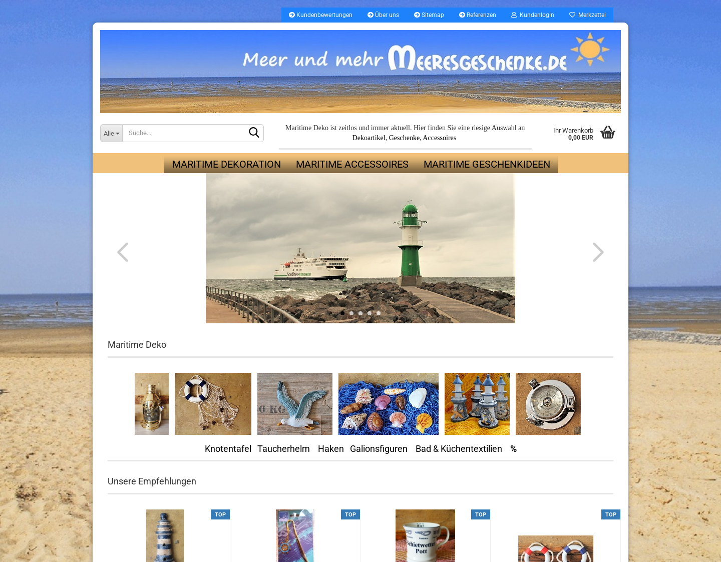 Aktuelle Website-Vorschau von Maritime Dekorationsartikel