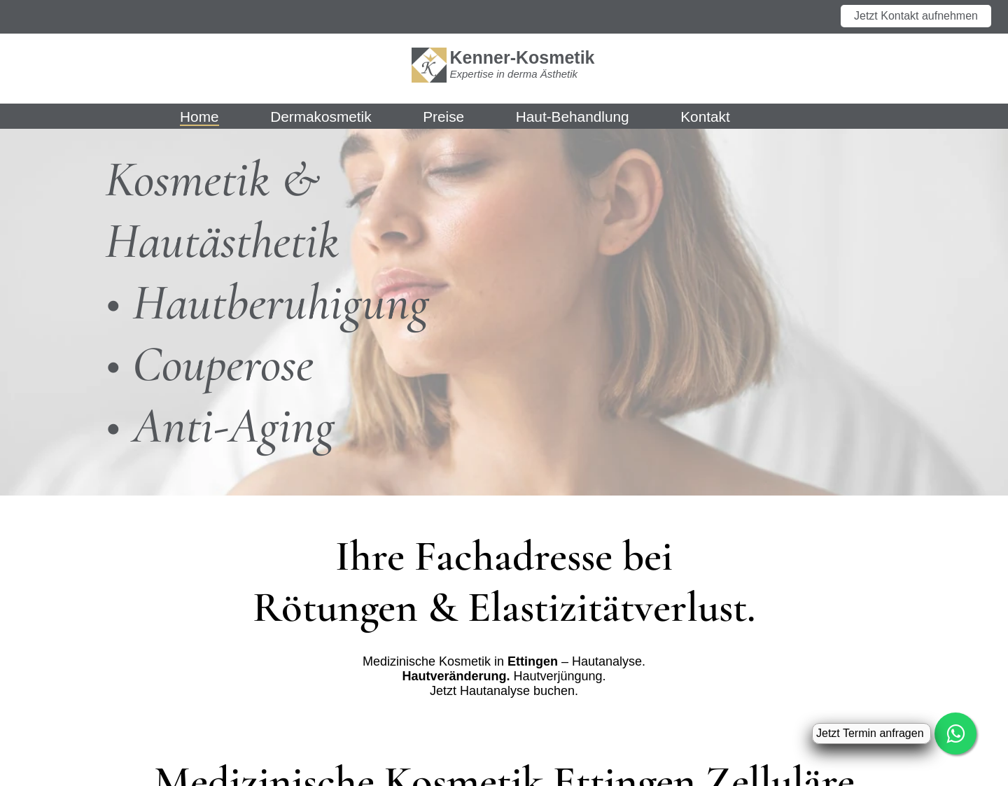 Aktuelle Website-Vorschau von Kenner-Kosmetik